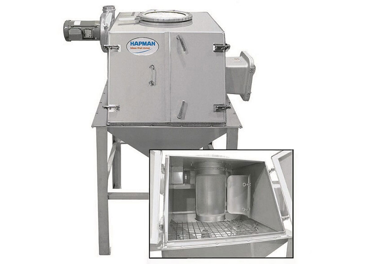 combo spout access bag dump dust collector on a bulk bag unloader