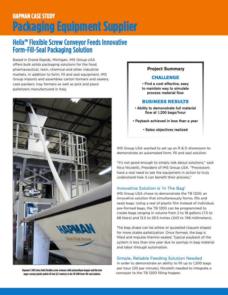 Packaging equipment supplier case study